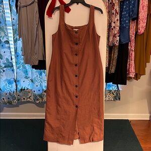 H&M Brown Button-Down Sleeveless Dress